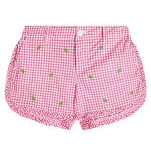 READ - Polo Ralph Lauren Girls Gingham Turtle Shorts Pink Ruffle Trim Size 6